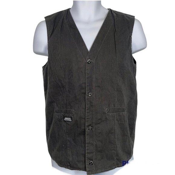 Vintage Cotton Vest Mens S Gray Sleeveless 4 Button - Picture 1 of 12